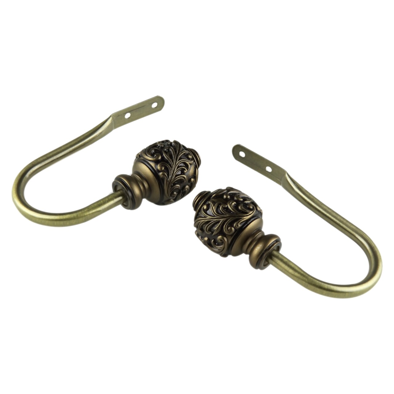 Rod Desyne Home Decorative Tilly Finial Curtain Holdback Hook Pair Antique Gold
